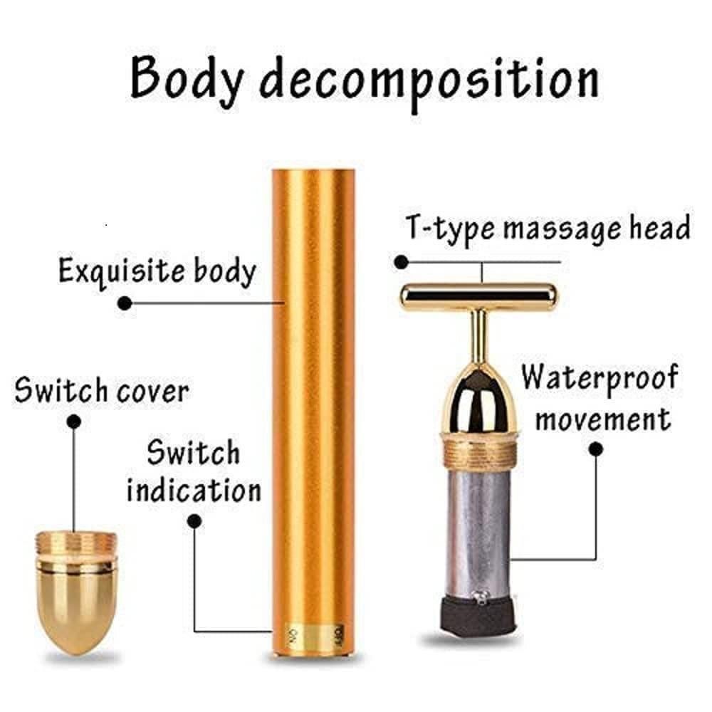 Electric Facial Massage Roller – 24K Gold Energy Beauty Bar