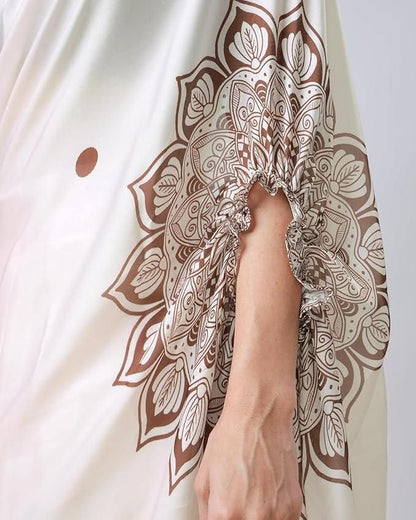 Satin Silk Kaftan Saree with Unstitched Blouse