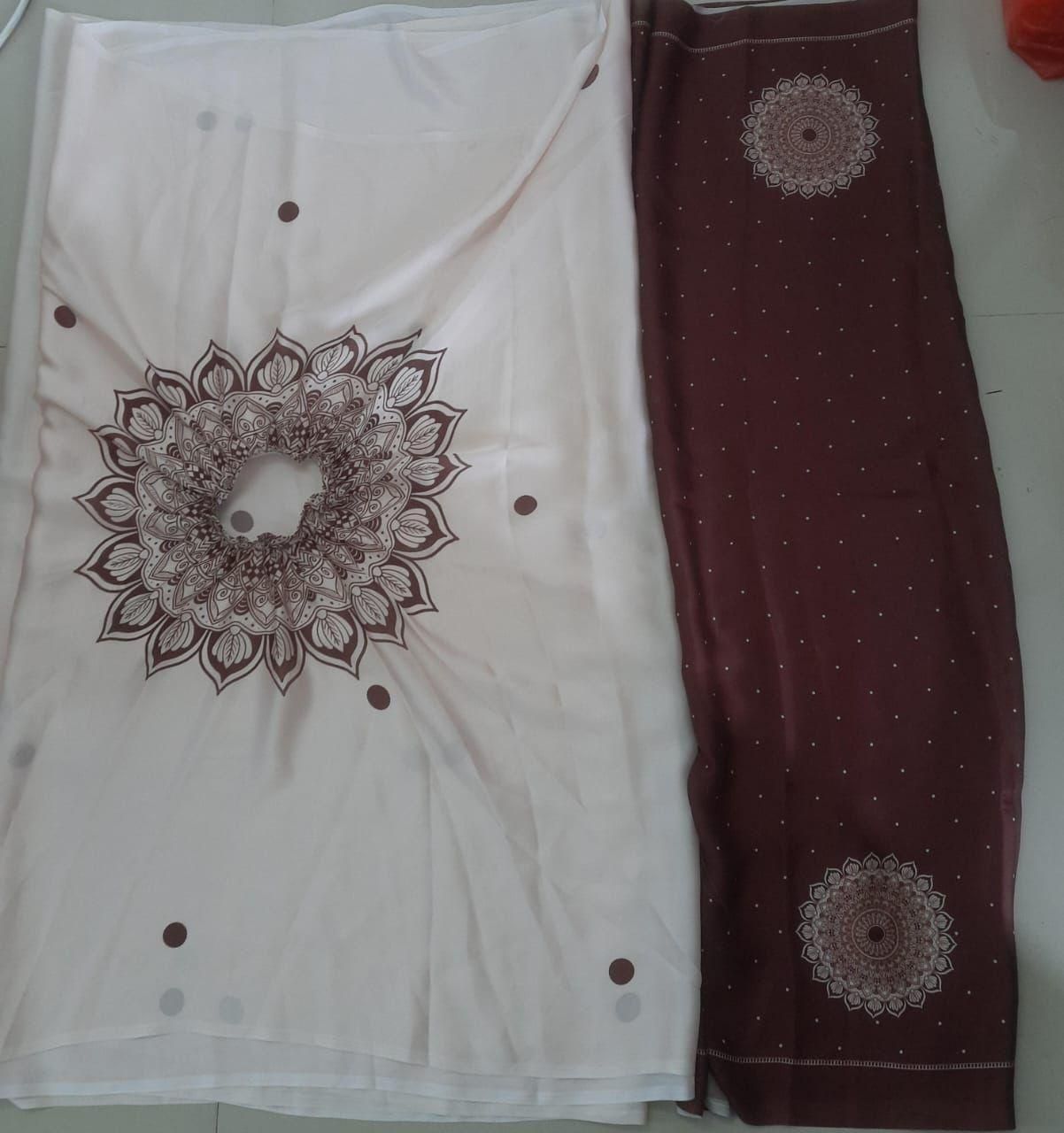 Satin Silk Kaftan Saree with Unstitched Blouse